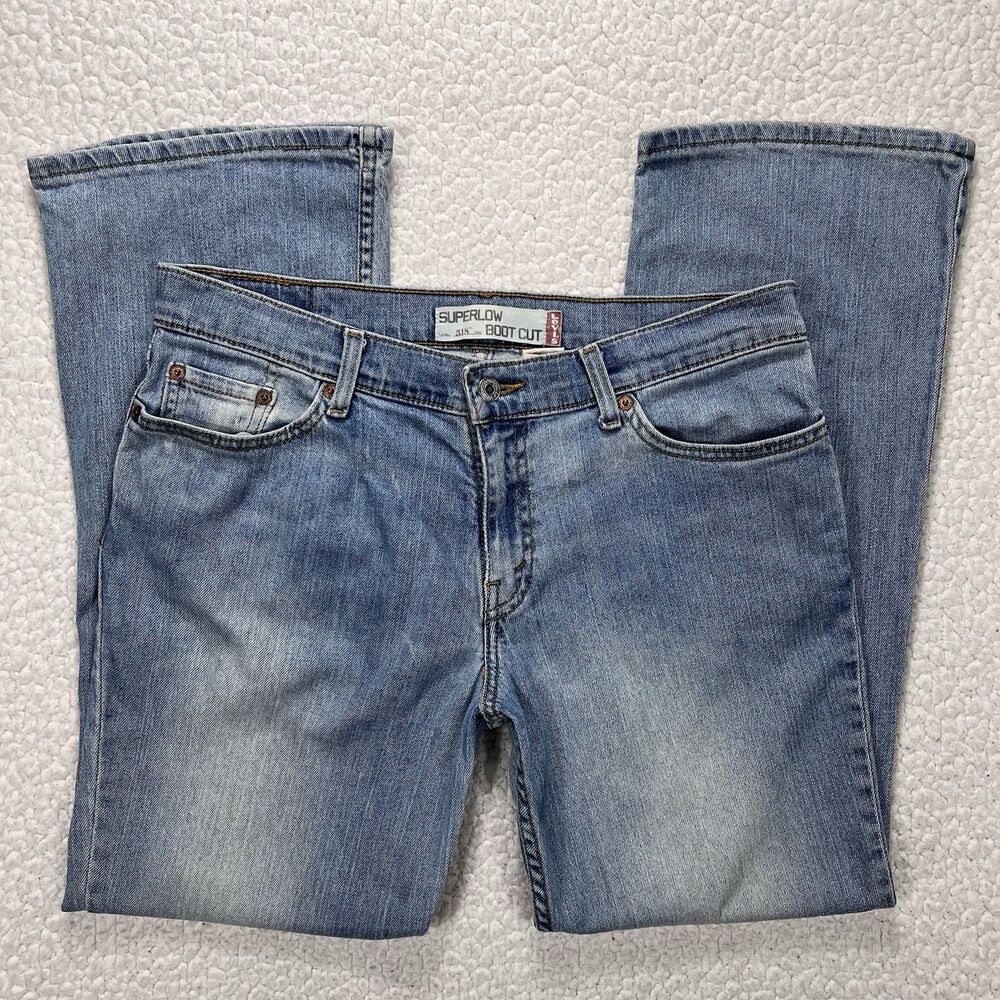 Levi's 518 Superlow Boot Cut Jeans Women's 13 S (33x28.5) Y2K Western Boho Rodeo